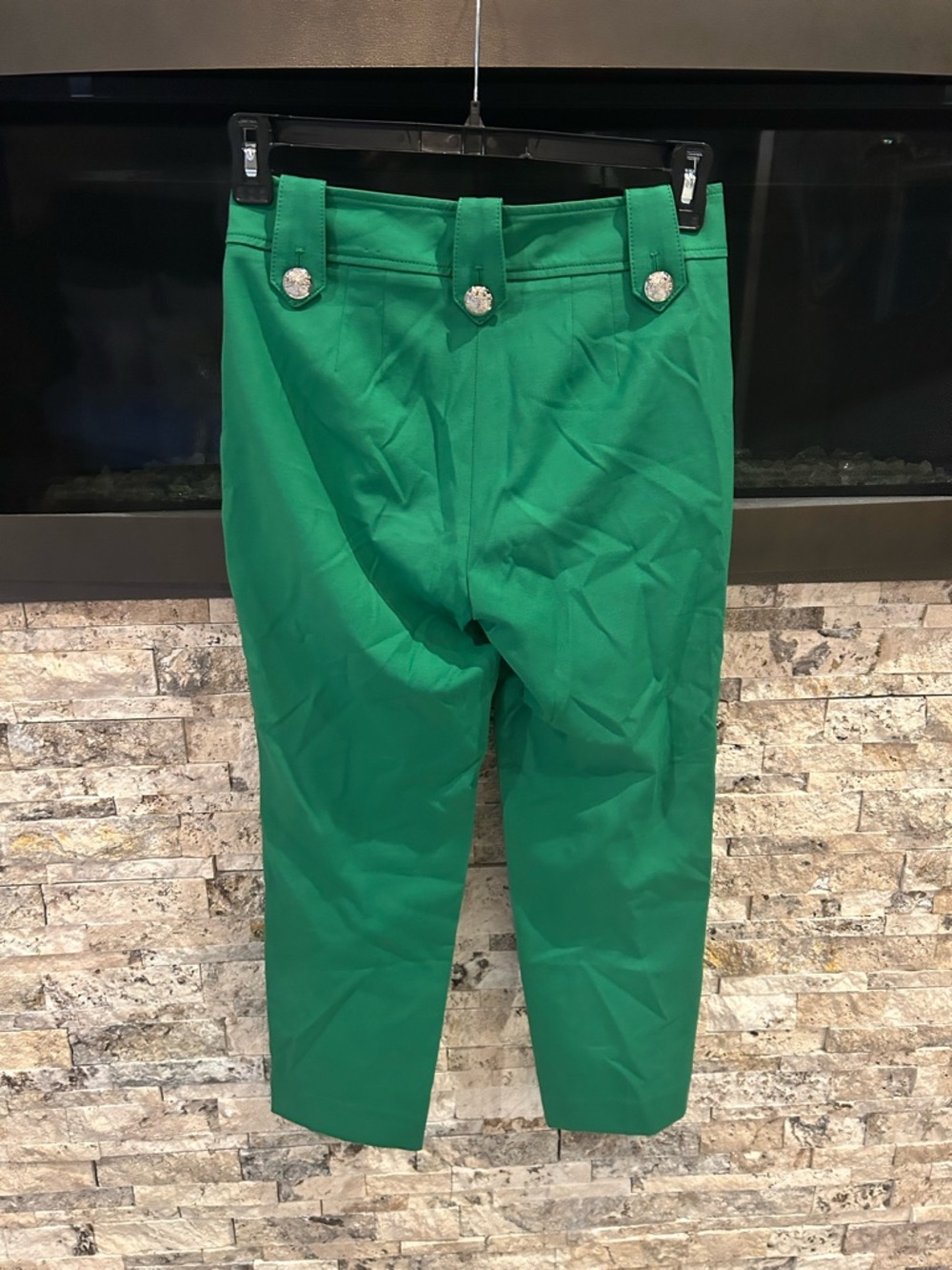 White House Black Market Green Women’s  Dress Pants with Silver Buttons - Picture 6 of 7